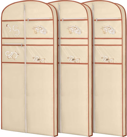 65" Garment Bag for Travel for Hanging Clothes Storage Hanging Suit Cover with Zipper and Accessory Storage for Coats, Dresses, Suits