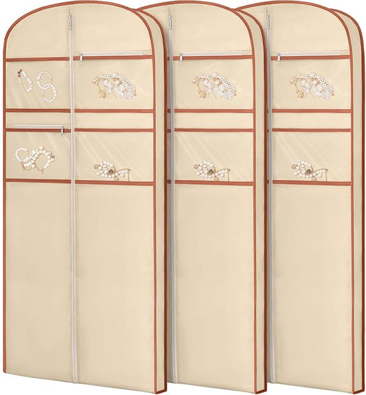 65" Garment Bag for Travel for Hanging Clothes Storage Hanging Suit Cover with Zipper and Accessory Storage for Coats, Dresses, Suits