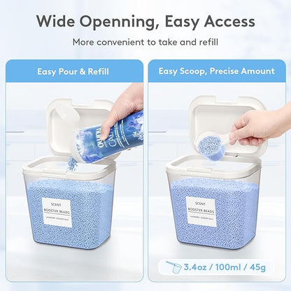Lifewit Laundry Pods Container with Pop-up Lid, Detergent Dispenser, Dryer Sheet Holder, Laundry Room Organization Storage Jars for Washing Powder, Soap, Scent Booster Beads,0.72+1.2gal, 5 Pcs