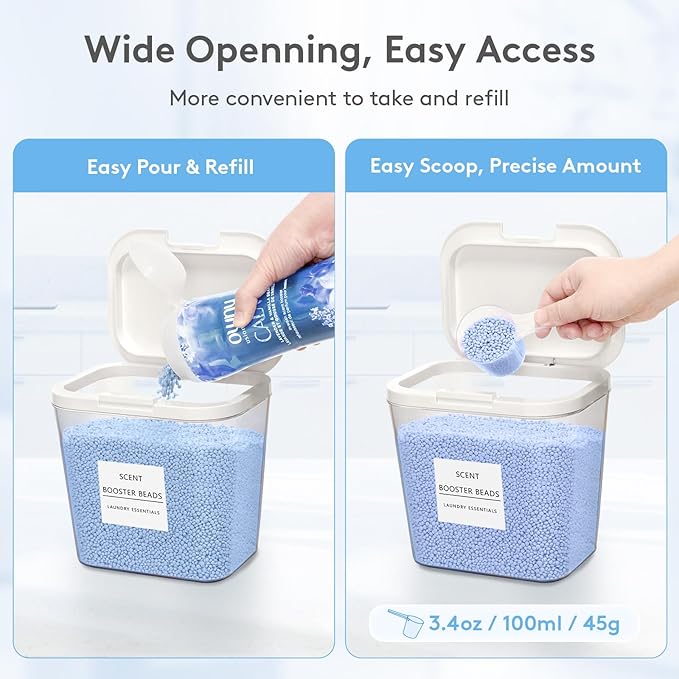 Lifewit Laundry Pods Container with Pop-up Lid, Detergent Dispenser, Dryer Sheet Holder, Laundry Room Organization Storage Jars for Washing Powder, Soap, Scent Booster Beads,0.72+1.2gal, 3 Pcs