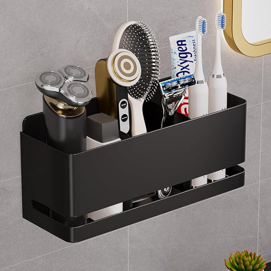 YESENT Aluminum Electric Toothbrush Holder - Bathroom Wall Mounted Toothbrush Holder (Black, Three Slot)