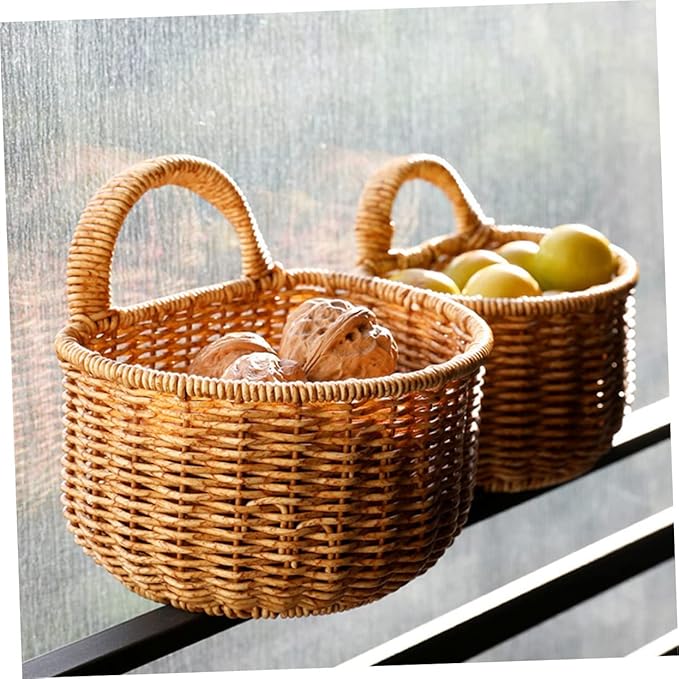 Multi-function Wall-mounted Storage Basket for Kitchen Woven Organizer for Garlic Eggs and Vegetables Rustic Decorative Basket for Organization
