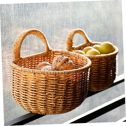 Multi-function Wall-mounted Storage Basket for Kitchen Woven Organizer for Garlic Eggs and Vegetables Rustic Decorative Basket for Organization