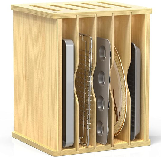 sandpaint 6 Tier Wooden Cabinet Tray Dividers, Kitchen Vertical Tray Divider Organizer, Storing pans, Baking trays, Cutting Board