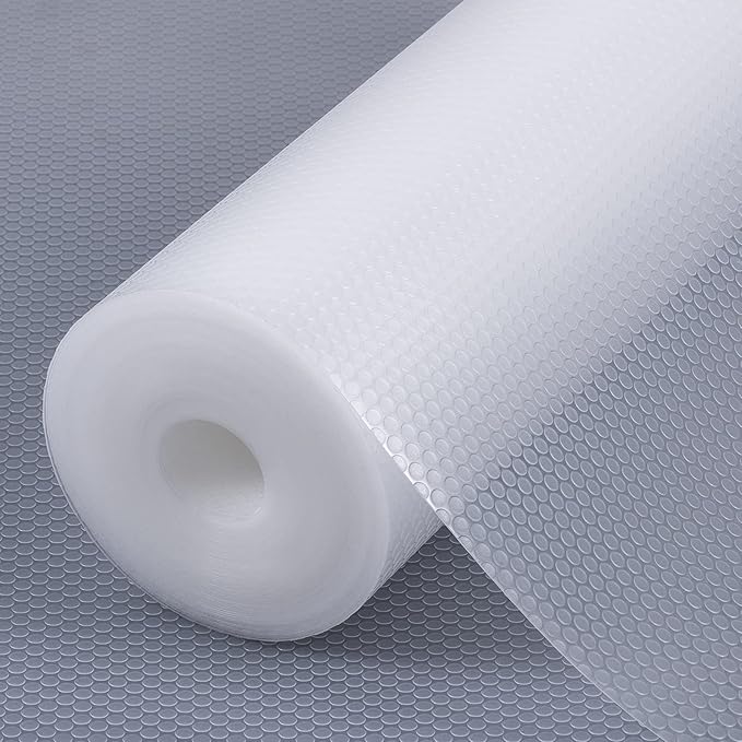 Shelf Liners for Kitchen Cabinets Refrigerator Liners Waterproof Kitchen Cupboard Liner Non-Slip Drawer Mats EVA Material Non Adhesive Fridge Mats for Shelves - Clear 23.6 x 393.7 Inches