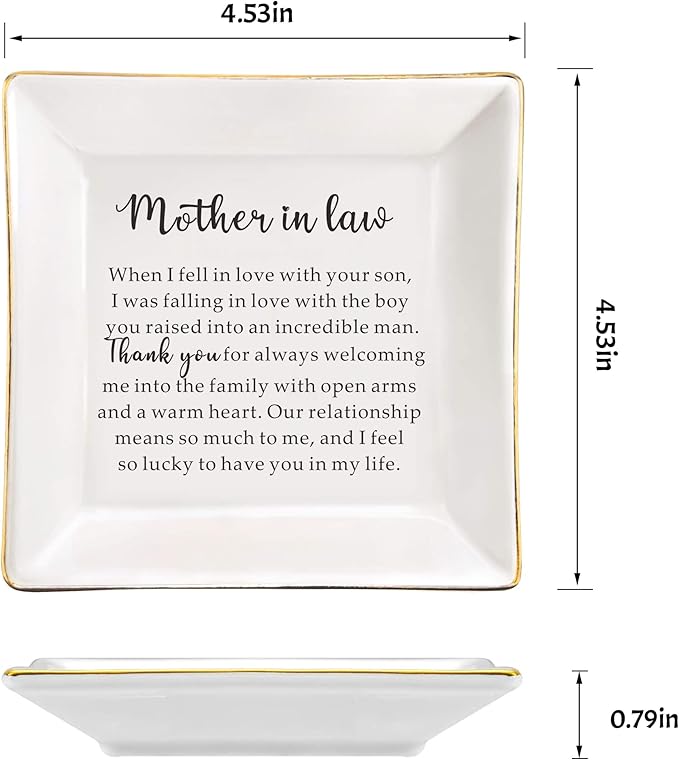 AZVAUUY Gift for Mother of the Groom Gift from BRIDE Mother of the Groom on Wedding Day Birthday Mother's Day Christmas Gift for Mother in law Wedding Gift from Bride - Ceramic Ring Dish Jewelry Tray