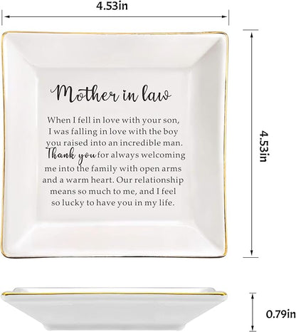 AZVAUUY Gift for Mother of the Groom Gift from BRIDE Mother of the Groom on Wedding Day Birthday Mother's Day Christmas Gift for Mother in law Wedding Gift from Bride - Ceramic Ring Dish Jewelry Tray