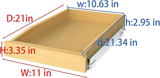 Wooden Pull out Cabinet Organizer 11" W x 21" D x 3.35" H, Heavy Duty Slide Out Drawers Pull-Out Home Organizers for Kitchen Cabinets