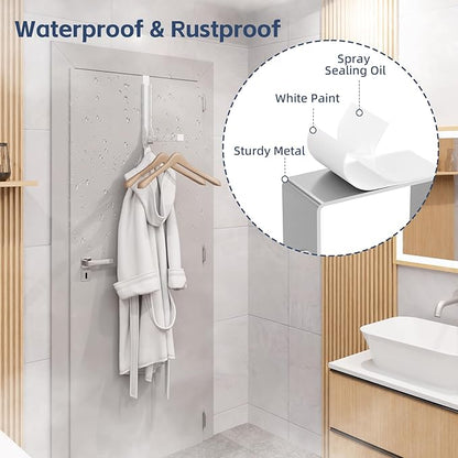 WLCSNG 4 Pack Over The Door Hanger Foldable Over The Door Hooks，Rust-Resistant Overdoor Hanger Hook for Laundry (Clothes Drying Rack)&Bathroom (Towel Rack) Small Portable,White