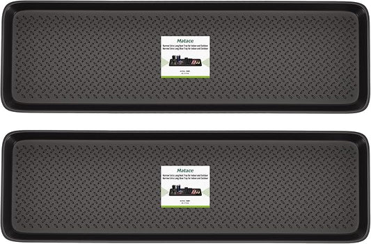 Matace 2 Pack Rubber Extra Large Shoe Tray for Entryway,Long Boot Tray,Slim Boot Mat for Indoor and Outdoor Use,16x55 in, Rectangular (Pack of 2)