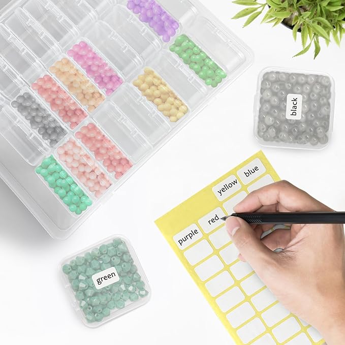 Guyuyii Bead Organizer Box - 30 Individual Small Clear Plastic Bead Organizers and Storage with Hinged Lid for Diamond Painting, Seeds & Jewelry - Portable Travel Container Set