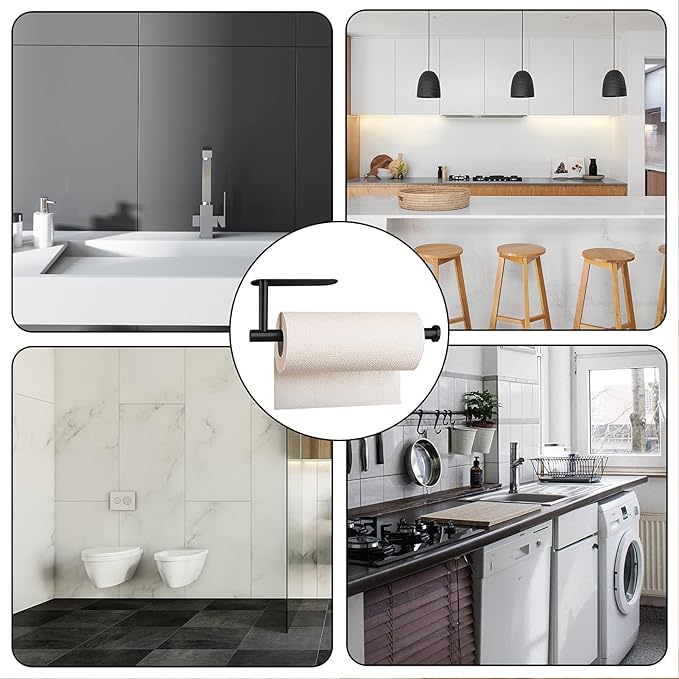 Paper Towel Holders,Paper Towels Rolls,Paper Bulk- Self-Adhesive Under Cabinet Wall Mount Countertop,Both Available in Adhesive and Screws,for Kitchen, Pantry, Sink, Bathroom，Stainless Steel Rose Gold