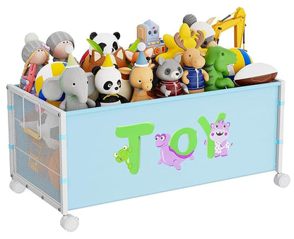 Large Toy Box, Toy Storage Organizer for Kids, Toy Chest for Toddlers with 360° Wheels, Toybox for Living Room, Oxford Cloth Toy Box for Boys, Girls, Stuffed Animals, Clothes