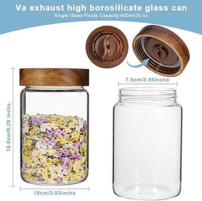 Glass Spice jars Small Glass Jars with Airtight Lid 6.7oz, Food Storage Canister for Pantry Sugar Tea Coffee Bean Seasoning Nuts Cookies Overnight Oatmeal (900ml(30oz)-1 Pack-A)