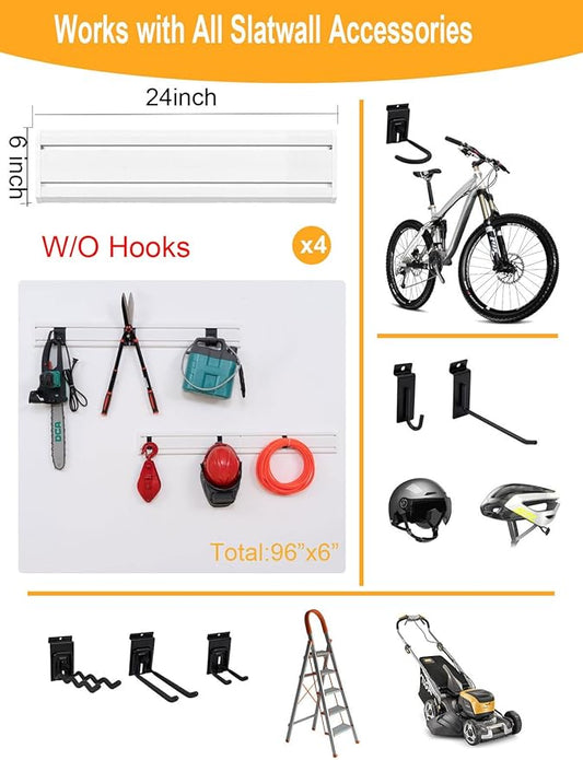 Slatwall Panels Garage Tool Organizer Wall Mount Garage Slat Wall Storage Systems, Bike Storage Rack Garage Organizers and Storage PVC Wall Panels Slat Wall Paneling