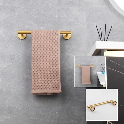GERZWY 12-Inch Bathroom Towel Bar Modern Round Style Gold Stainless Steel Hand Towel Holder Wall Mount AG1101C30.5-BE