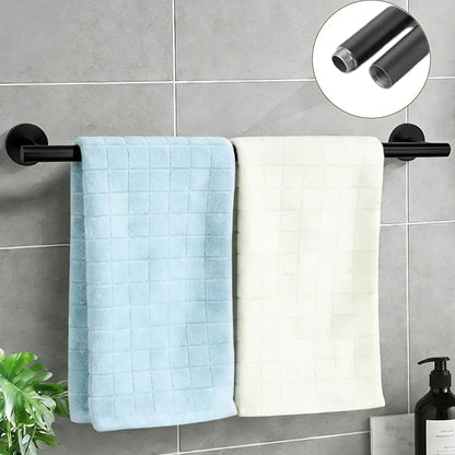 5Pcs Matte Black Bathroom Hardware Towel Bar Accessories Set 23.6 Inch SUS304 Stainless Steel Bath Towel Racks with Toilet Paper Holder Shelf for Bathroom Kitchen Wall Mounted, Middle Removable
