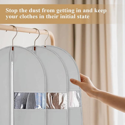 39-Inch Garment Bags Covers,Hanging Clothes Bag, Suit Cover Bags with Clear Window for Hanging Closet Clothes Storage and Travel (Gray-39Inch)