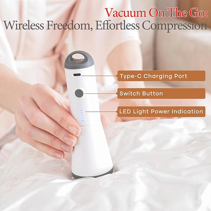 Vacbird Vacuum Seal Bags for Clothing, 16 Pack Vacuum Storage Bags with Rechargeable Cordless Air Pump(4J+4L+4M+4S), Space Saver Bags for Clothes Blanket Duvets Pillows Comforters Travel