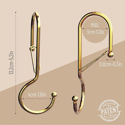 Blau Marité 6 Purse Hanger for Closet. Tote Hanger. S-Shaped Hooks S Hooks Twist Design. Anti Drop S-Shaped Hook for Hanging Handbags with Safety Buckle to Prevent Falls. Heavy Duty. (Gold, Twisted)