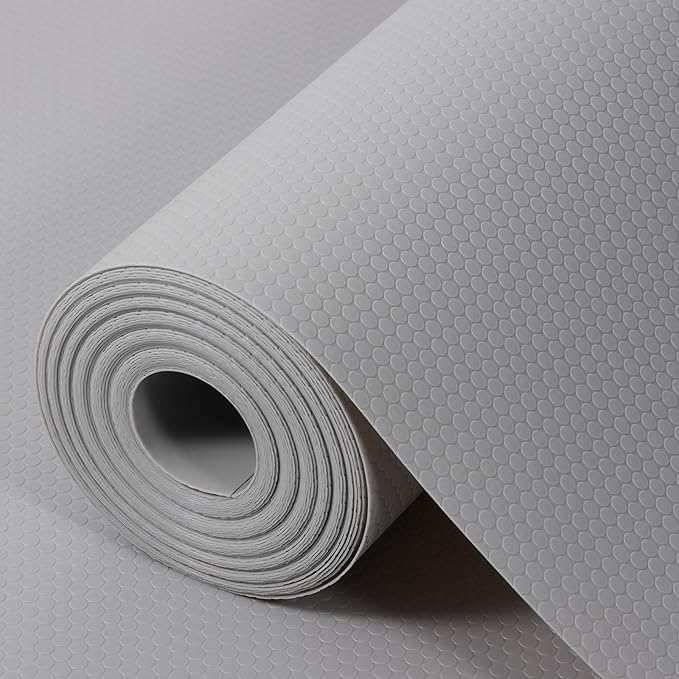 Light Gray Shelf Liners for Kitchen Cabinets Non Adhesive Drawer Liner for Bathroom Waterproof Refrigerator Liners for Shelves Fridge Plastic Mats Cabinet Cupboard Liner 11.8 x 236.2 Inches x 2 Rolls