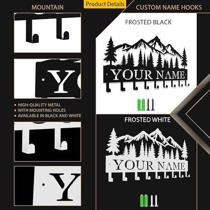 Custom Metal Key Rack Hooks, Personalized Key Holder for Wall, Little Forest, Mountain Theme Wall Decoration Hooks, Key Hanger Organizer for Living Room, Entryway, Bathroom, Kitchen Decor
