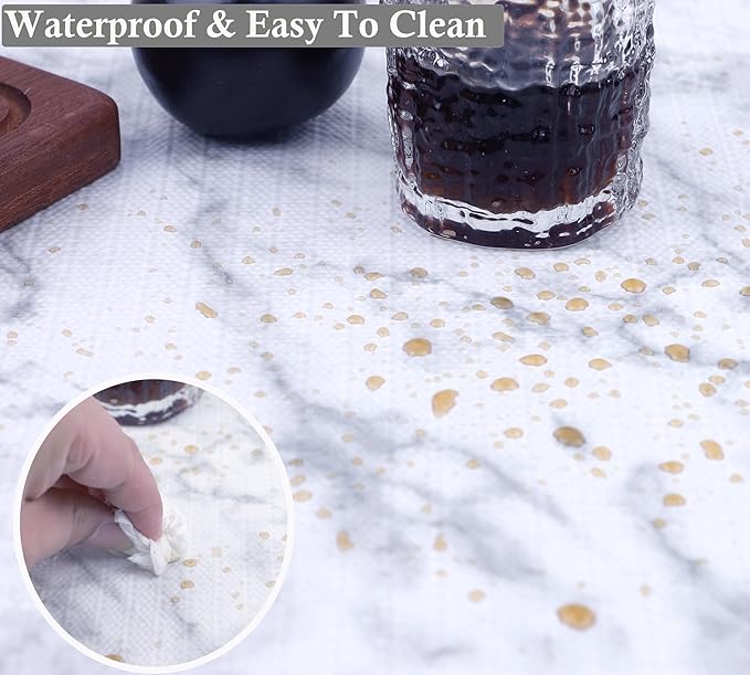 Shelf Liner for Kitchen Cabinets 15 Inch Wide X 20 Ft Non Adhesive Cabinet Drawer Liners for Shelves Non Slip Waterproof Marble Printed Mat for Closet Bathroom Pantry Cupboard Refrigerator