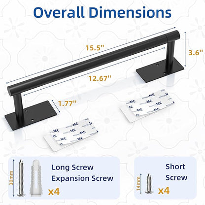 RUACQ Paper Towel Holder Under Cabinet, Wall Mounted or Adhesive Stainless Steel Paper Towel Holder,Square Base Paper Towel Rack for Kitchen, RV, Bathroom (Matte Black)
