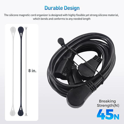 Cable Matters 20-Pack Ultra Strong Silicone Magnetic Cable Ties, Magnetic Cord Ties/ZipTies/Cord Organizer, Black and White
