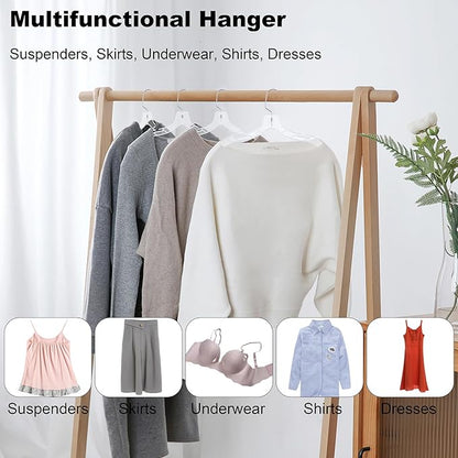 VWV 12pcs Clear Plastic Hangers: Shirt, Skirt, Sweater, Suit, Jacket Hangers with Non-Slip Grooves, Heavy Duty, Clear Color, Metallic Finish