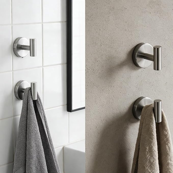5Pcs Brushed Nickel Bathroom Hardware Towel Bar Accessories Set 23.6 Inch SUS304 Stainless Steel Bath Towel Racks with Toilet Paper Holder Shelf for Bathroom Kitchen Wall Mounted, Middle Removable