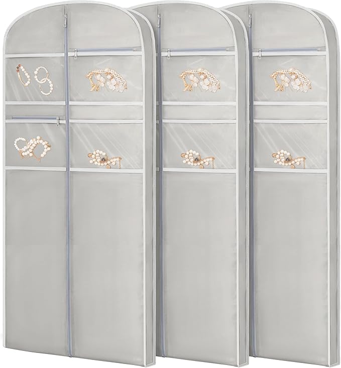 65" Garment Bag for Travel for Hanging Clothes Storage Hanging Suit Cover with Zipper and Accessory Storage for Coats, Dresses, Suits