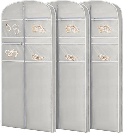 65" Garment Bag for Travel for Hanging Clothes Storage Hanging Suit Cover with Zipper and Accessory Storage for Coats, Dresses, Suits