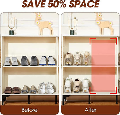 36 Pack Shoe Slots Organizer for Closet, Adjustable Shoe Stackers for a Pair of Shoes Shoe Rack Storage Shoe Space Saver 50% Shoe Shelf Display Holder for Closet