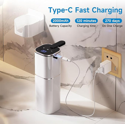 CATIRE Upgraded Larger Capacity Automatic Soap Dispenser Touchless, 17.6oz Liquid Hand Soap Dispenser, Rechargeable 2000mAh, 8 Adjustable Levels, 2-in-1 Wall Mount & Countertop for Kitchen Bathroom