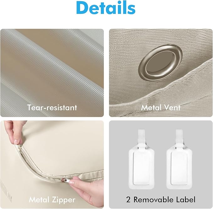 Comforter Storage Bag-Ultra Space Saving Large Self Compression Organizer for Comforters and Blanket,3-Layer Zipper Self-Compressing Organizer for Storage Bedding. (Beige, 3 Pack)