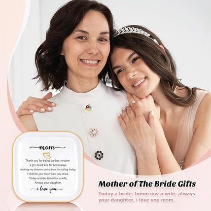 PUDDING CABIN Mother of the Bride Gifts Jewlery Dish - Today a Bride, Tomorrow a Wife, Always Your Daughter - Wedding Day Gifts for Mom from Daughter in Law