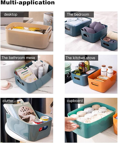 OWill 7 Pcs 2.1 L Plastic Storage B-ins and Baskets for Efficient Home Classroom Organization Small Containers in Multicolour for Kitchen, Cupboard box, and Bathroom Organizer on Shelves and Tubs