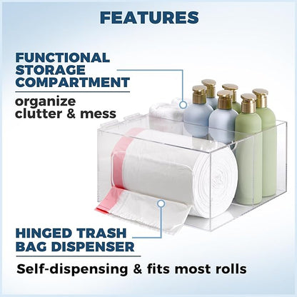 Storage Standard Trash Bag Kitchen and Bathroom Organizer - Large Garbage Bag Under Sink Dispenser - Acrylic Storage Cabinet