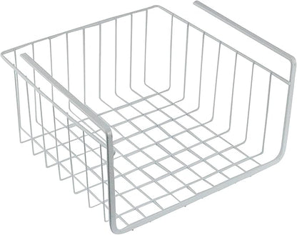 White Wire Under-Shelf Storage Basket, 10-Inch – Durable Organization Solution for Kitchen, Pantry, and Closet