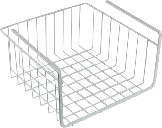 White Wire Under-Shelf Storage Basket, 10-Inch – Durable Organization Solution for Kitchen, Pantry, and Closet