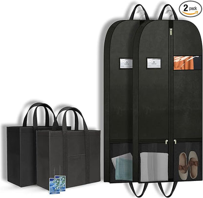 54" Garment Bags for Closet Storage and Travel, Gusseted Hanging Garment Bags for Men Women with Pockets Handles and Zipper, Suit Cover Bags for Clothes, Suits, Dress, Shirts, Coats, Jackets, 2 Pack