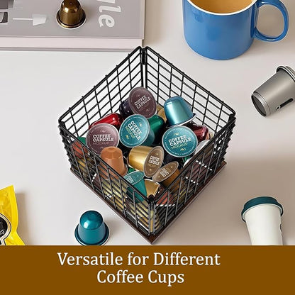 Coffee Pod Holder Basket-Sturdy Coffee Pod Holder Organizer Large Capacity Storage Basket for Kitchen Countertop Office Desktop