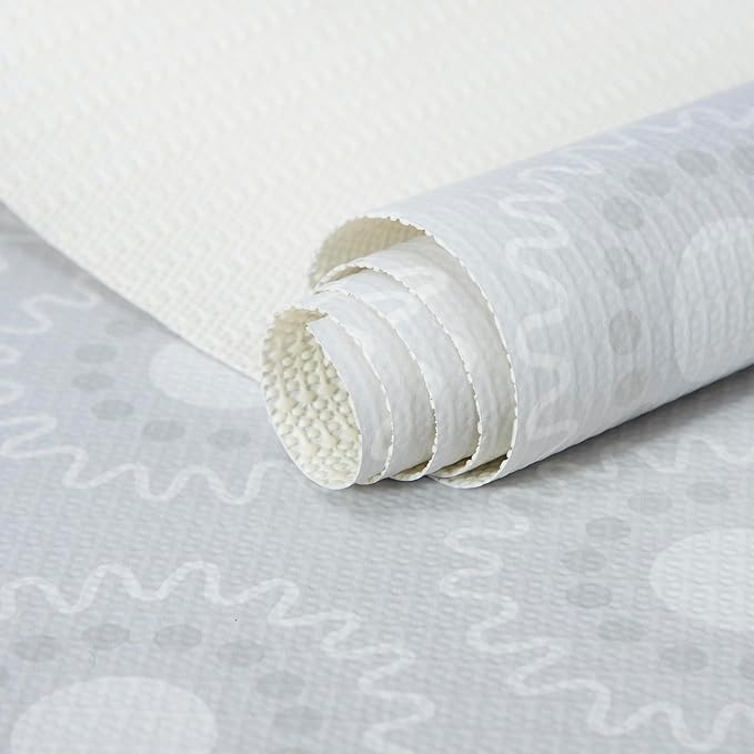 12X120 Inch Shelf Liner for Kitchen Cabinets, PVC Drawer Liner for Dresser Non-Slip Bathroom, Non-Adhesive Cabinet Liner Washable (White Circle)(1 Roll)