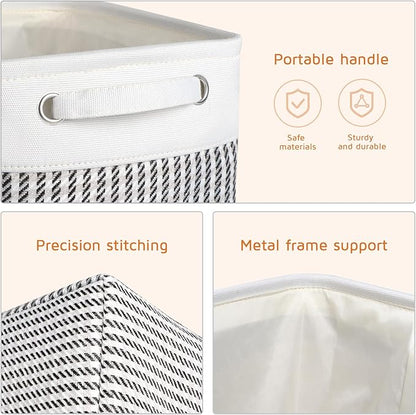 Kntiwiwo Foldable Storage Bin Collapsible Fabric Storage Basket Cube with Durable Handles Closet Organizer Bins for Organizing Shelves Drawers, Set of 3, 12" x 10" x 9.5", Houndstooth