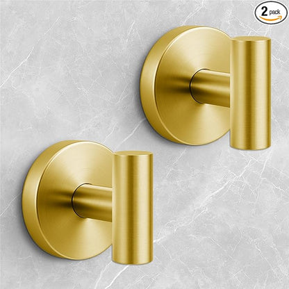 WingWider Shower Hooks for Inside Shower,No-Drill Removable&Reusable Towel Hooks for Bathroom,Heavy Duty Suction Cup Hooks for Glass Window,2 Packs(Gold)