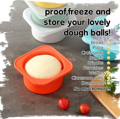 PLUS 1000ml Pizza Dough Proofing Containers for DIY family Artisan Pizza, Food Grade Silicone Stackable Boxes with Lids, Freezer, Fridge, Dishwasher Safe,4sets (Space Gray)