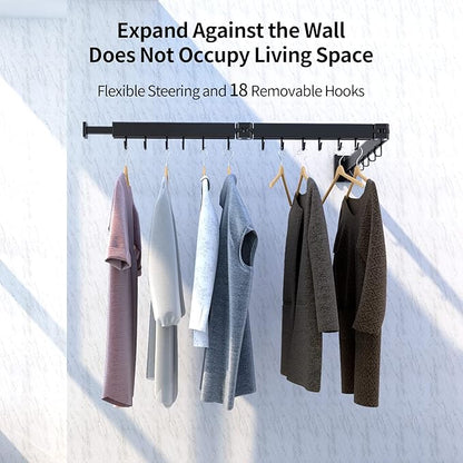 Foldable Clothes Drying Rack, 2 Fold Laundry Drying Rack Wall Mount, [No Drilling] Folding & Durable Space Saver for Laundry, Balcony, Bathroom, Patio, Dormitory, Apartment-White