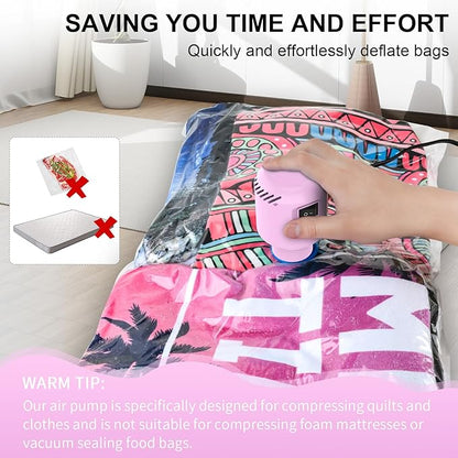 HOTBAG Electric Air Pump for Vacuum Storage Bags, Portable Travel Vacuum Pump Compressing Clothing Vacuum Seal Pump for Various Vacuum Seal Bags Pink(Storage Bag Not Included)