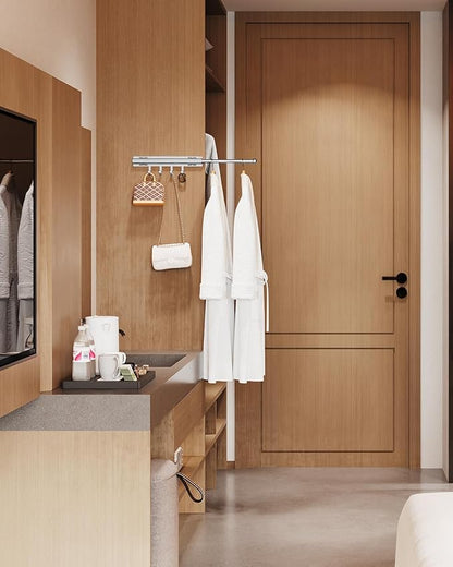 BaiNong 12" Valet Rod for Closet Pull Out With 4 Hooks Valet Rods for Closets (2Pack Silver) Closet Valet Rod Slide Out